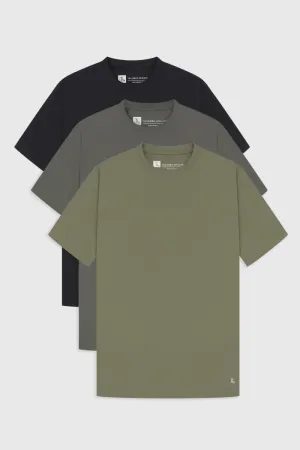3 Pack Essential Training Top in Black/ Khaki/ Charcoal