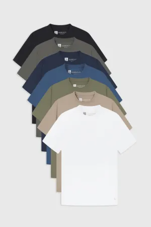 7 Pack Essential Training Top in Black/ Charcoal/ Sand/ Navy/ Slate Blue/ Khaki/ White