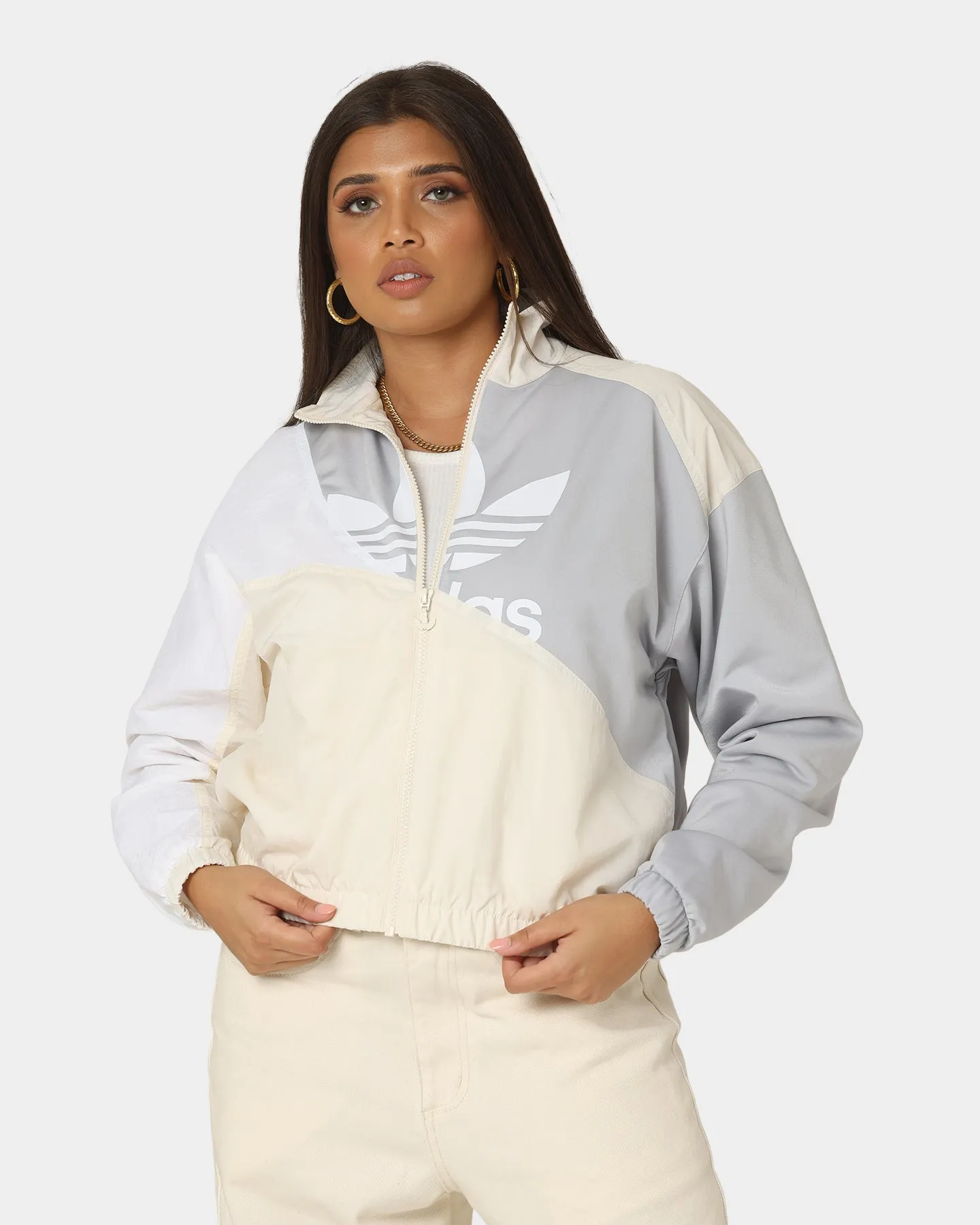 Adidas Women's Adicolor Split Trefoil Track Windbreaker Wonder White