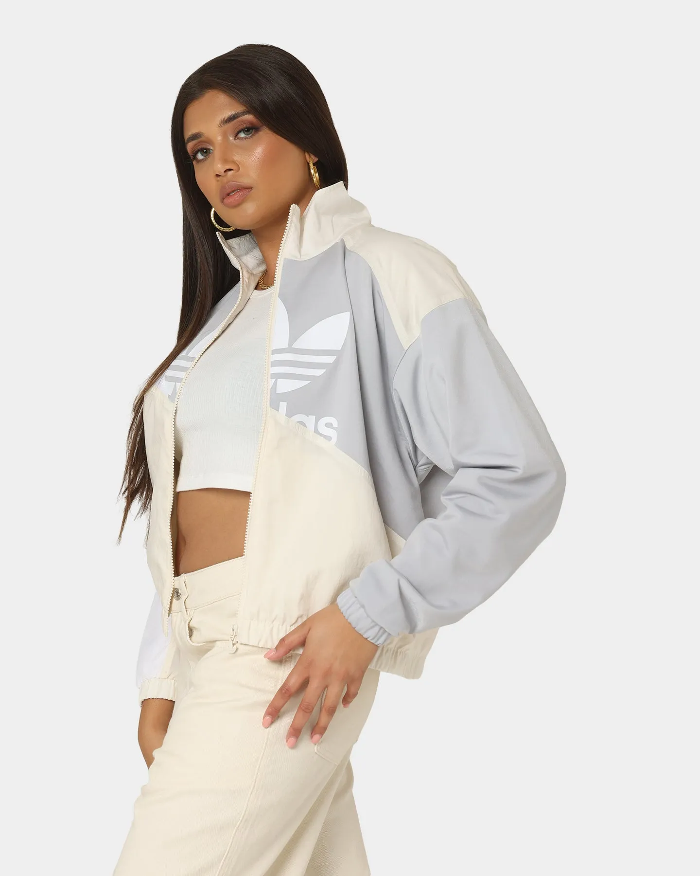 Adidas Women's Adicolor Split Trefoil Track Windbreaker Wonder White