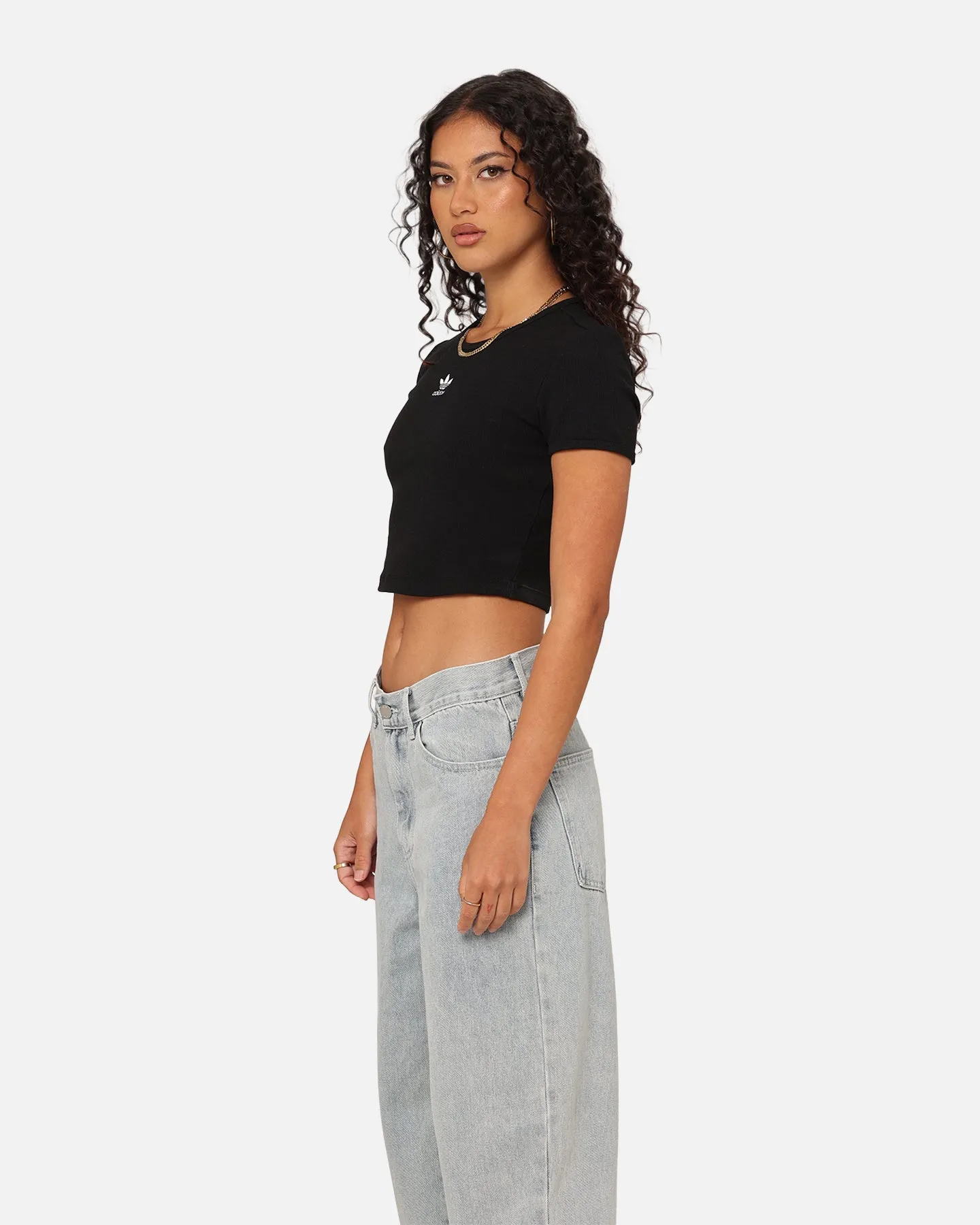 Adidas Women's Essentials Rib Baby T-Shirt Black