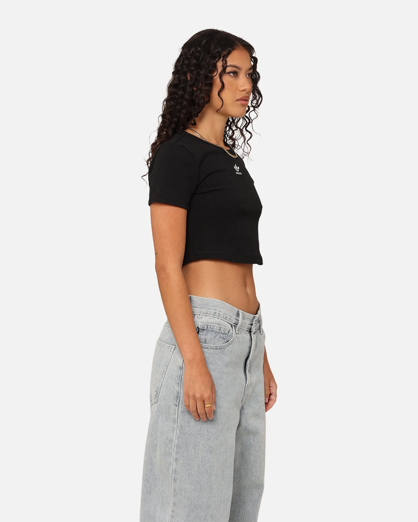 Adidas Women's Essentials Rib Baby T-Shirt Black