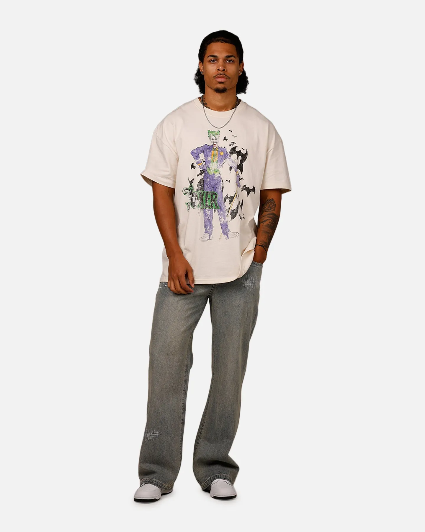 American Thrift X DC Batman The Joker Cane Heavy T-Shirt Off White