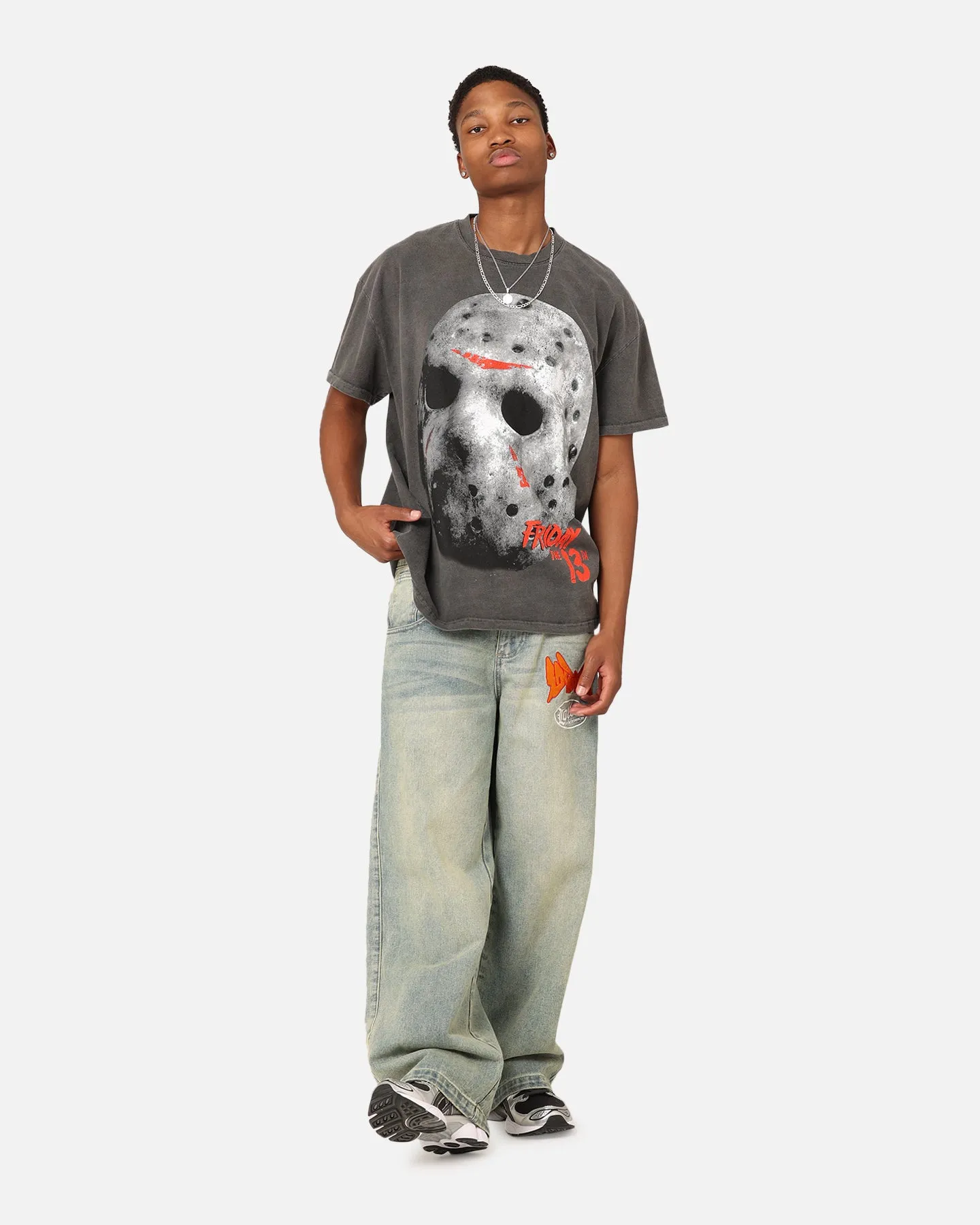 American Thrift X Friday The 13th Jason Mask Vintage T-Shirt Black Wash