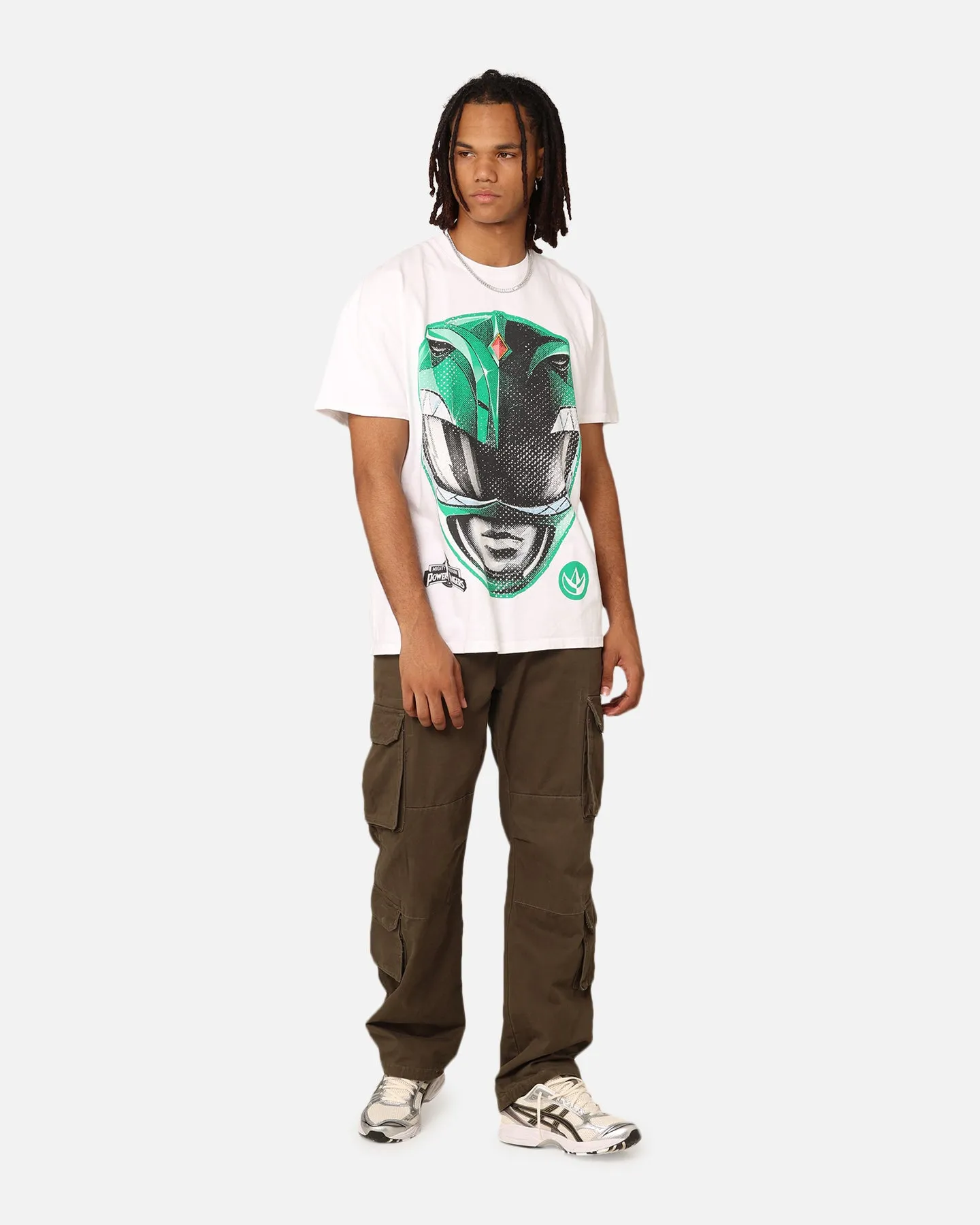 American Thrift X Power Rangers Green Ranger Big Head Heavyweight T-Shirt White
