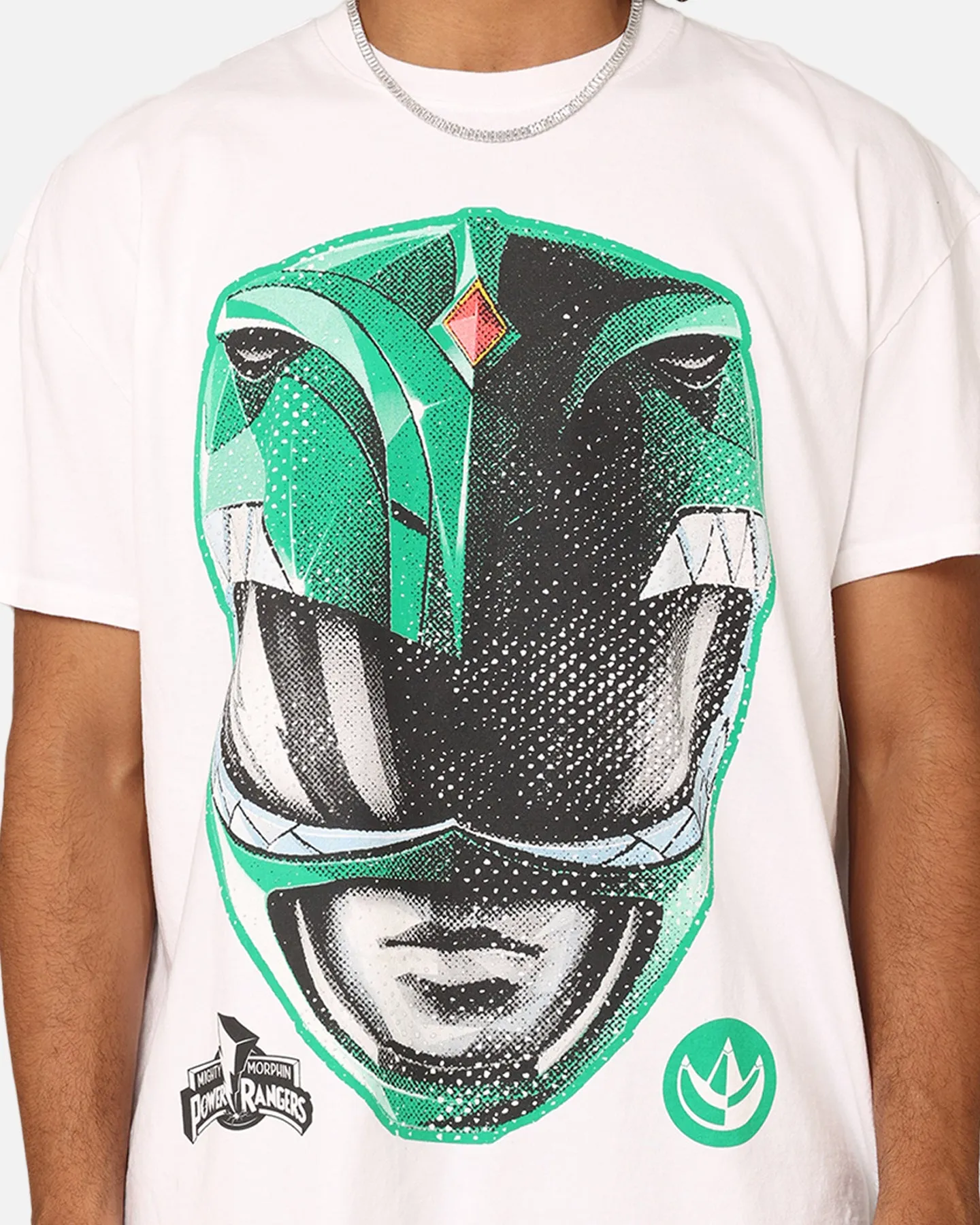 American Thrift X Power Rangers Green Ranger Big Head Heavyweight T-Shirt White