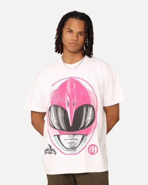 American Thrift X Power Rangers Pink Ranger Big Head Heavyweight T-Shirt White