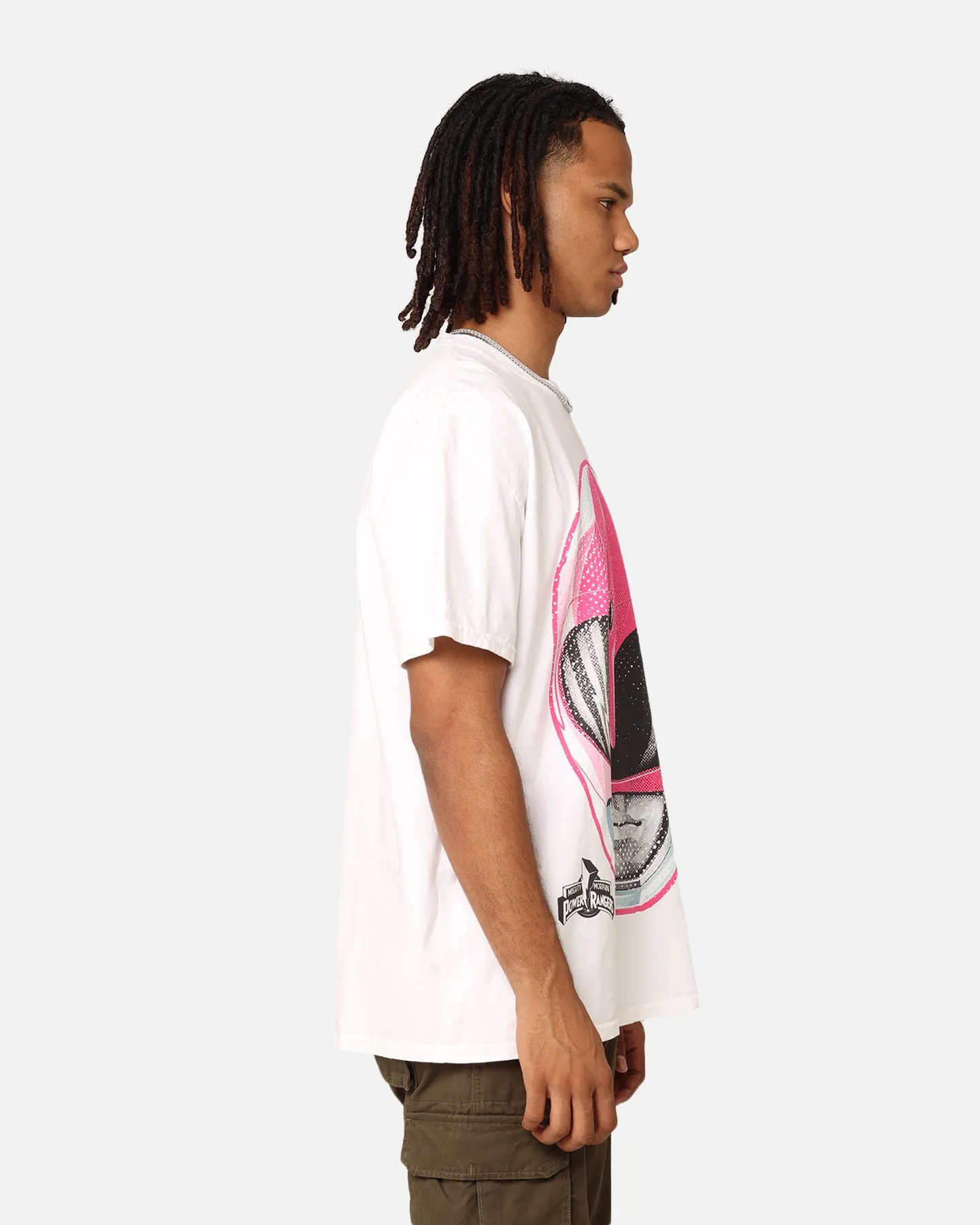 American Thrift X Power Rangers Pink Ranger Big Head Heavyweight T-Shirt White