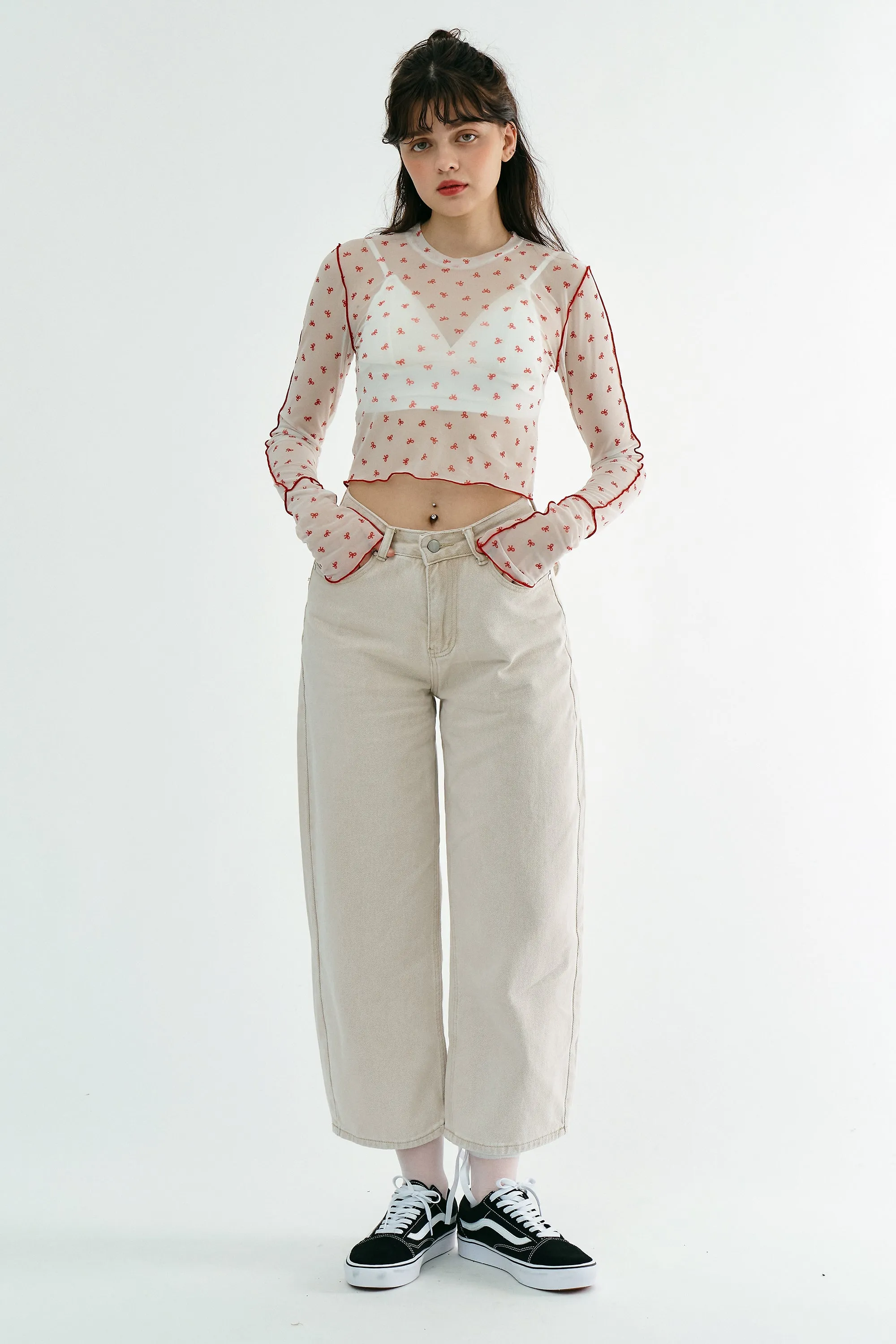 Avani Bow Printed Mesh Top