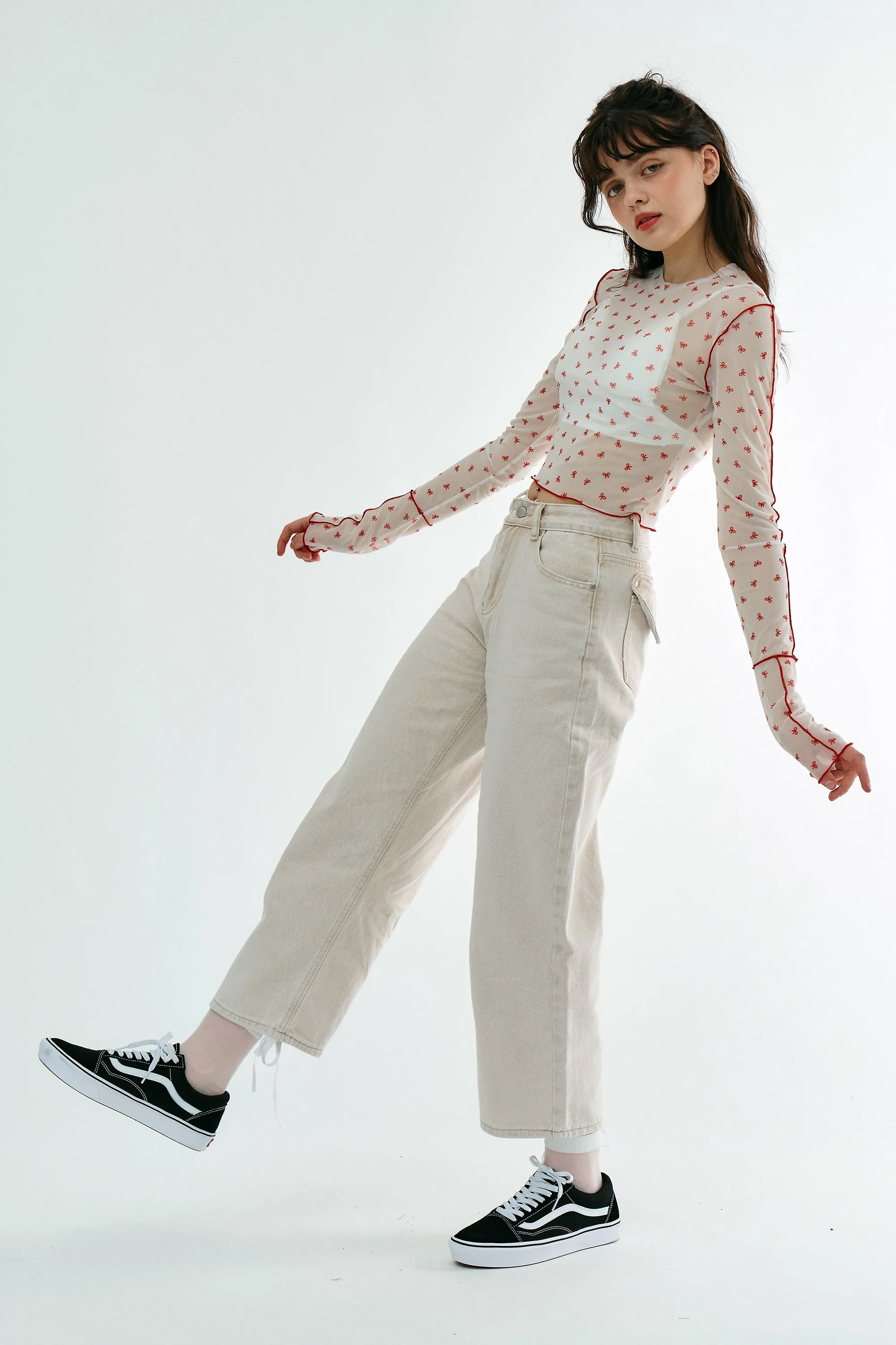 Avani Bow Printed Mesh Top