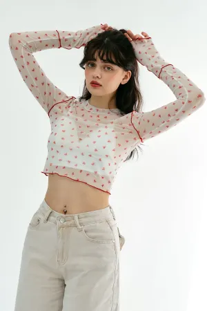 Avani Bow Printed Mesh Top