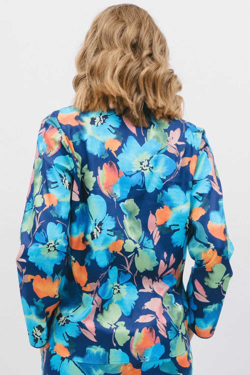 Bea Floral Print Long Sleeve Pyjama Top, Size UK 8