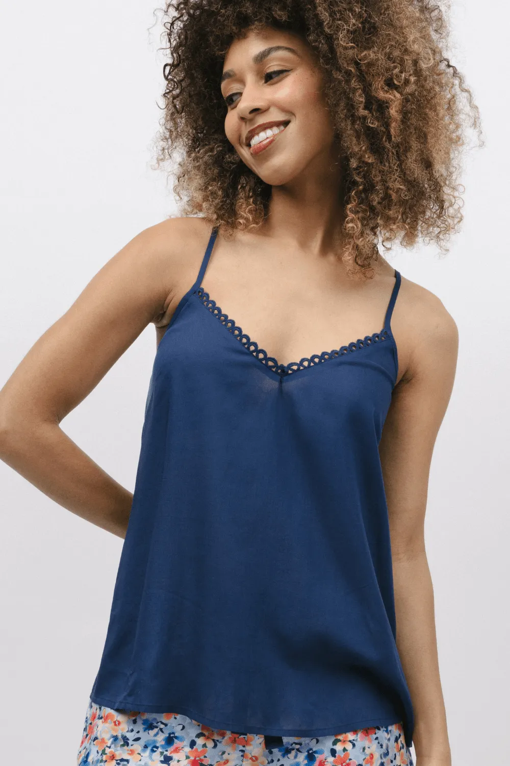 Bea Modal Camisole Dark Blue, Size UK 14