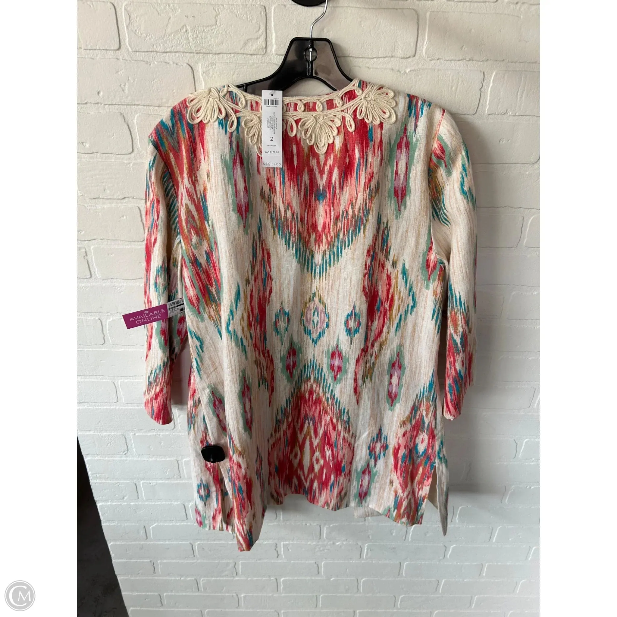 Blazer By Chicos In Pink & Tan, Size: L