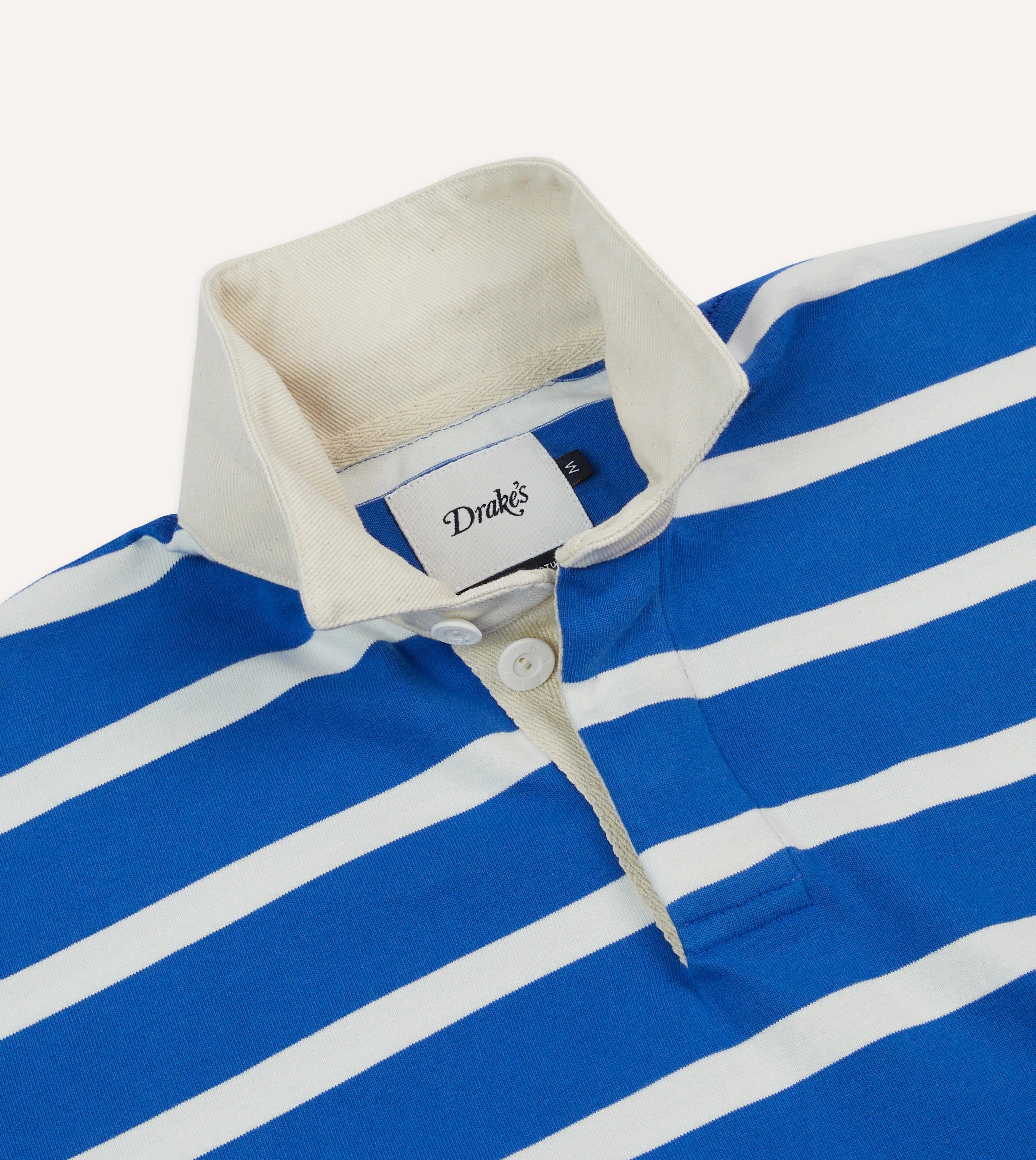 Blue and White Dual Stripe Cotton Rugby Shirt