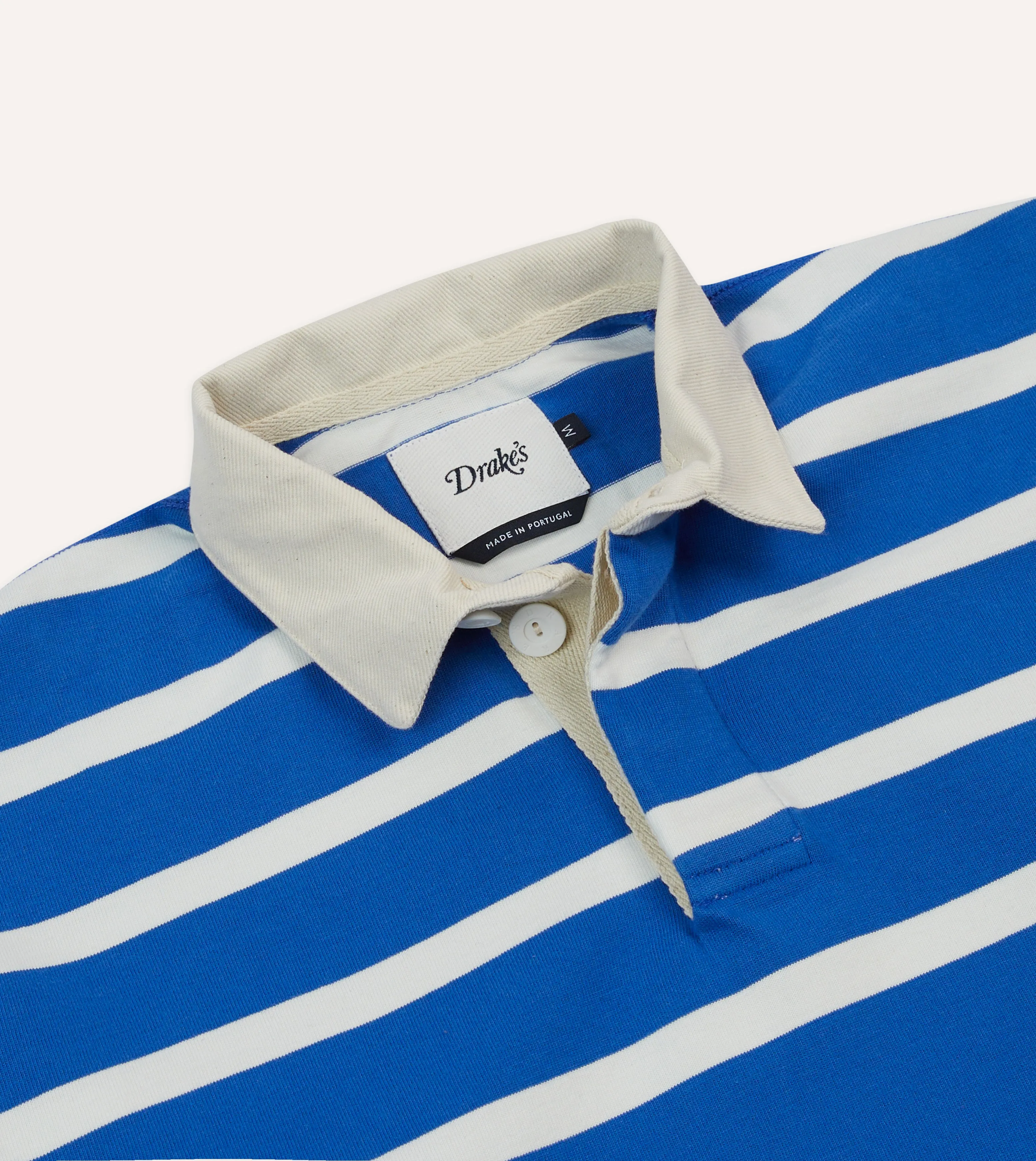 Blue and White Dual Stripe Cotton Rugby Shirt