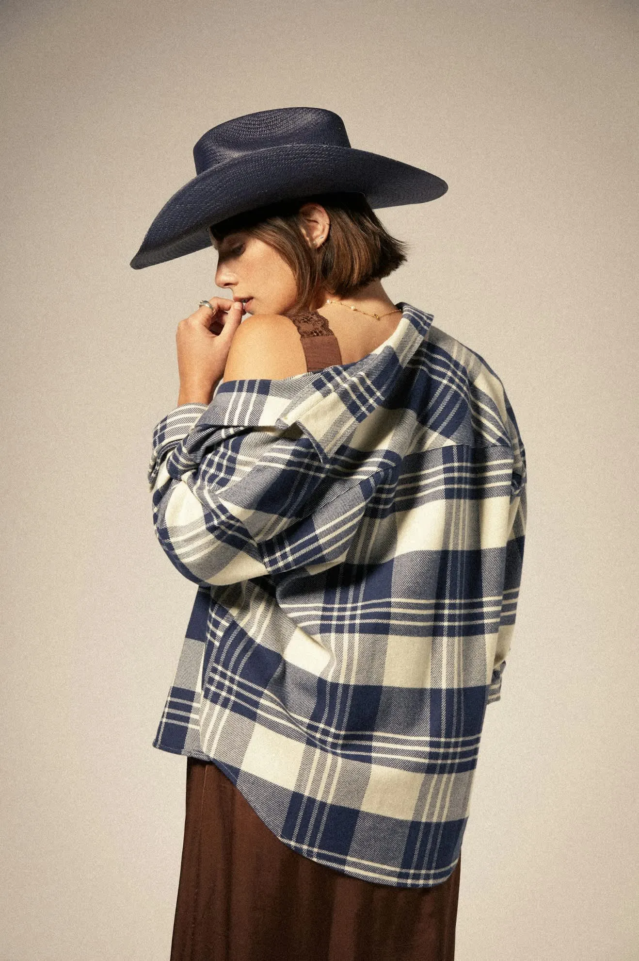 Bowery Women's Classic L/S Flannel - Azure Blue/Whitecap Plaid