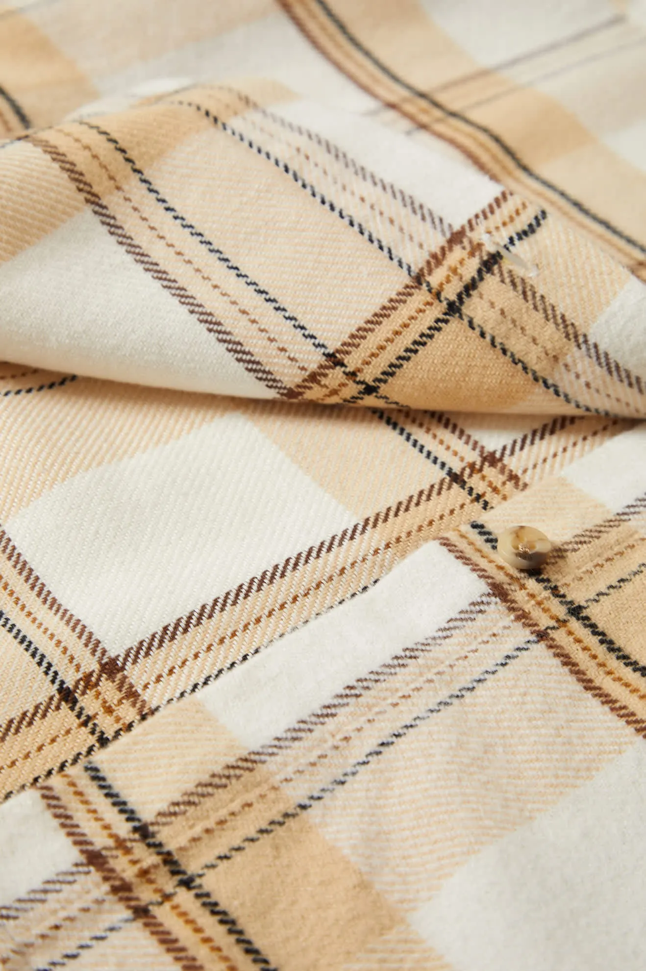 Bowery Women's Classic L/S Flannel - Off White/Semolina/Washed Copper Plaid