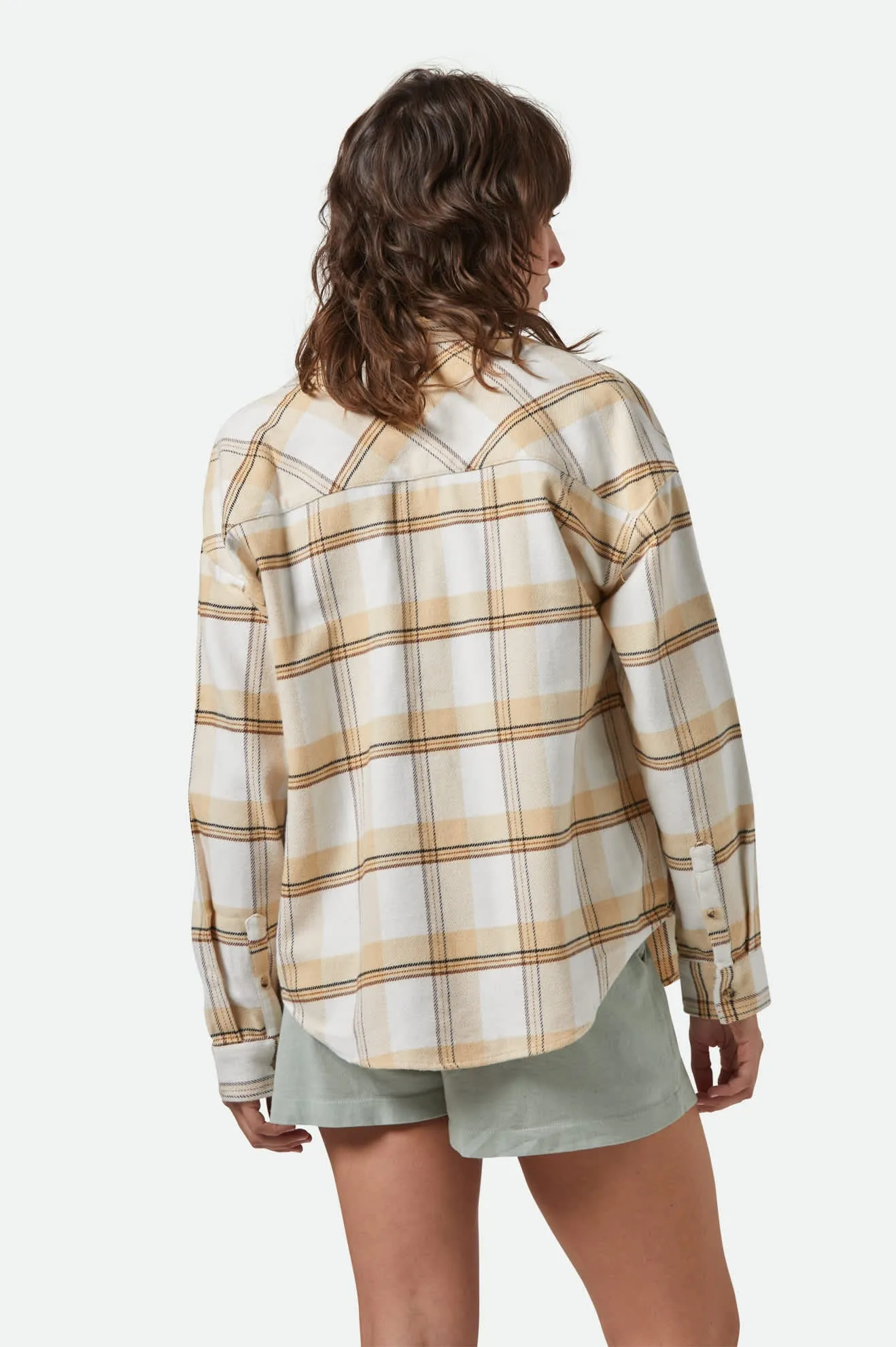 Bowery Women's Classic L/S Flannel - Off White/Semolina/Washed Copper Plaid