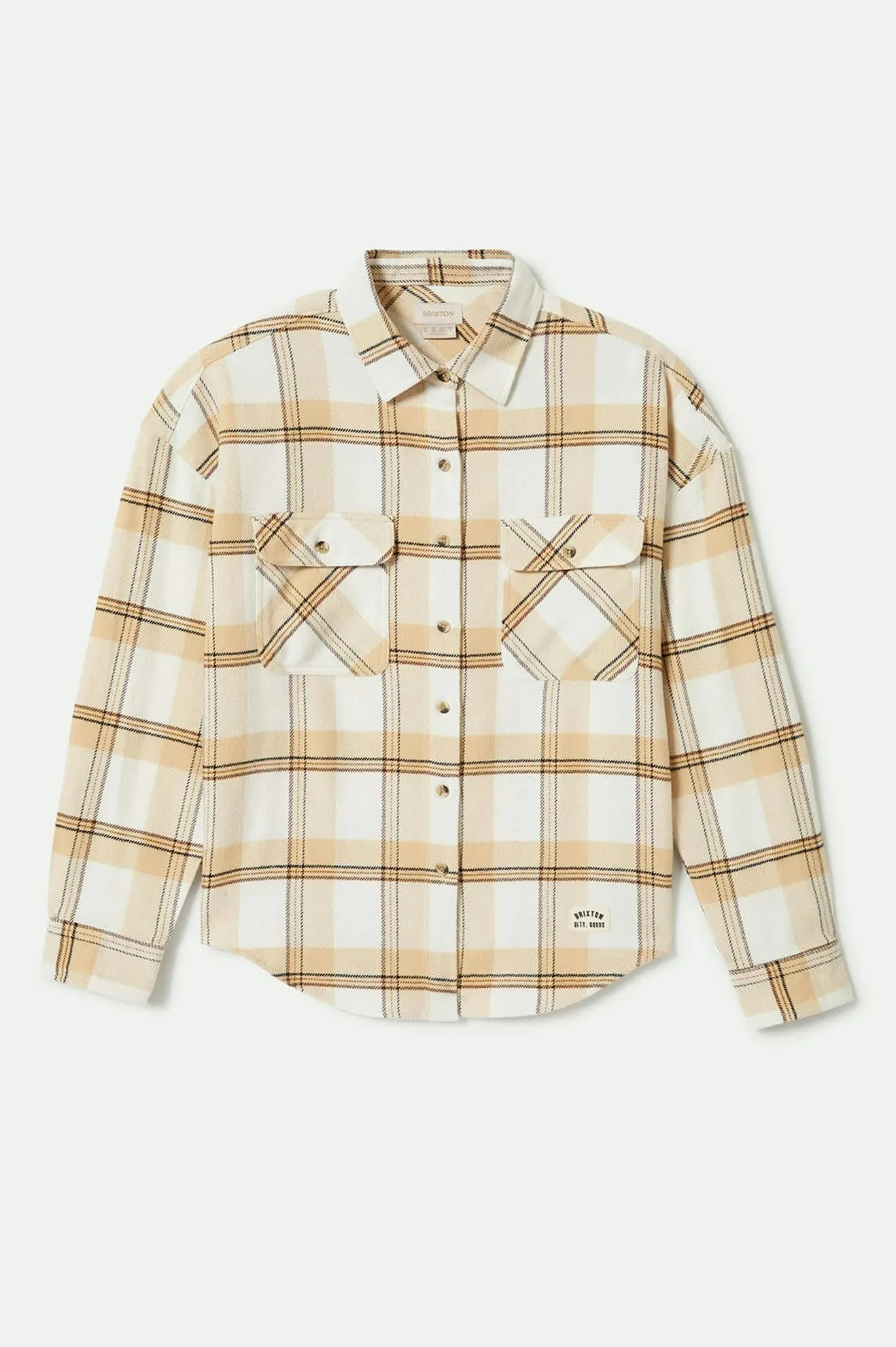 Bowery Women's Classic L/S Flannel - Off White/Semolina/Washed Copper Plaid
