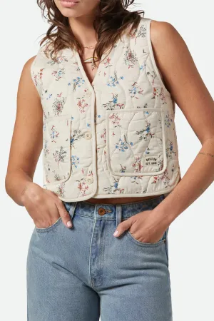 BRIXTON - GILET MATELASSÉ FIELD FLORAL - BLANC/NOISETTE/DISTY FLORAL - PÉ25