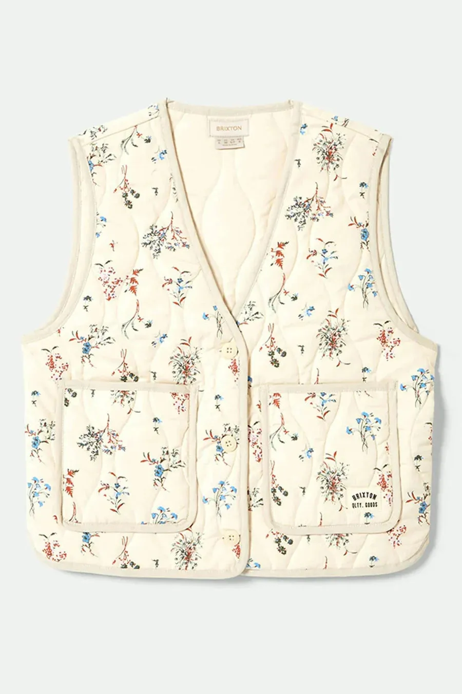 BRIXTON - GILET MATELASSÉ FIELD FLORAL - BLANC/NOISETTE/DISTY FLORAL - PÉ25