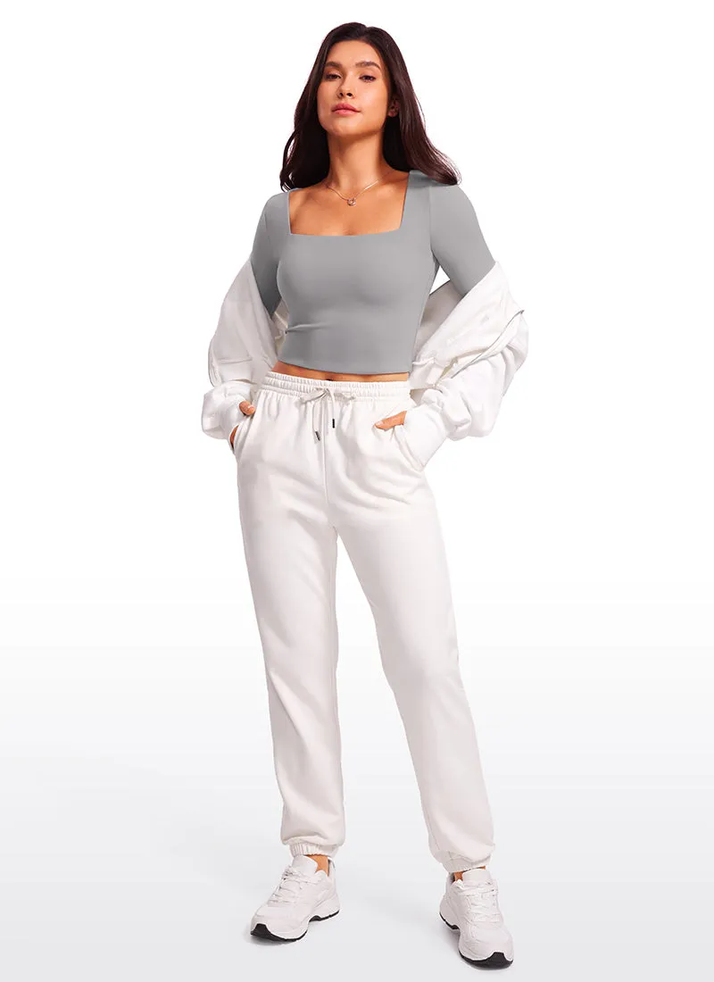 Butterluxe Double Lined Cropped Long Sleeves Square Neck