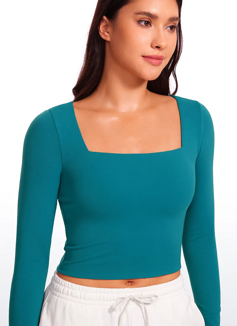Butterluxe Double Lined Cropped Long Sleeves Square Neck
