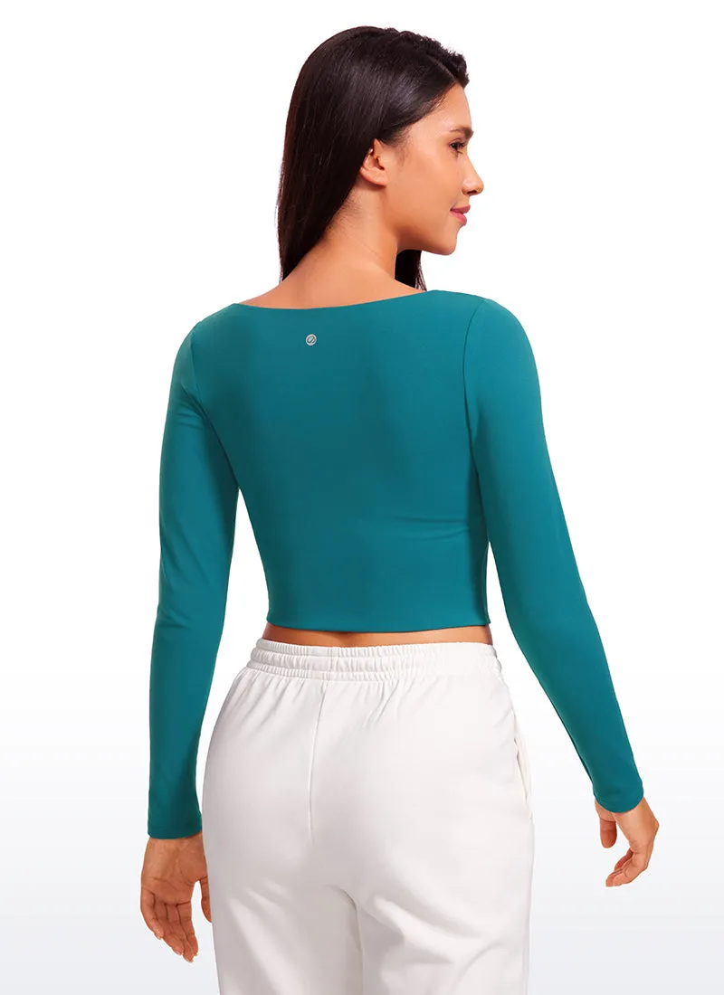Butterluxe Double Lined Cropped Long Sleeves Square Neck