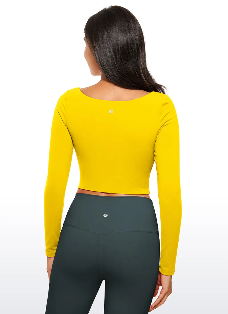 Butterluxe Double Lined Cropped Long Sleeves Square Neck