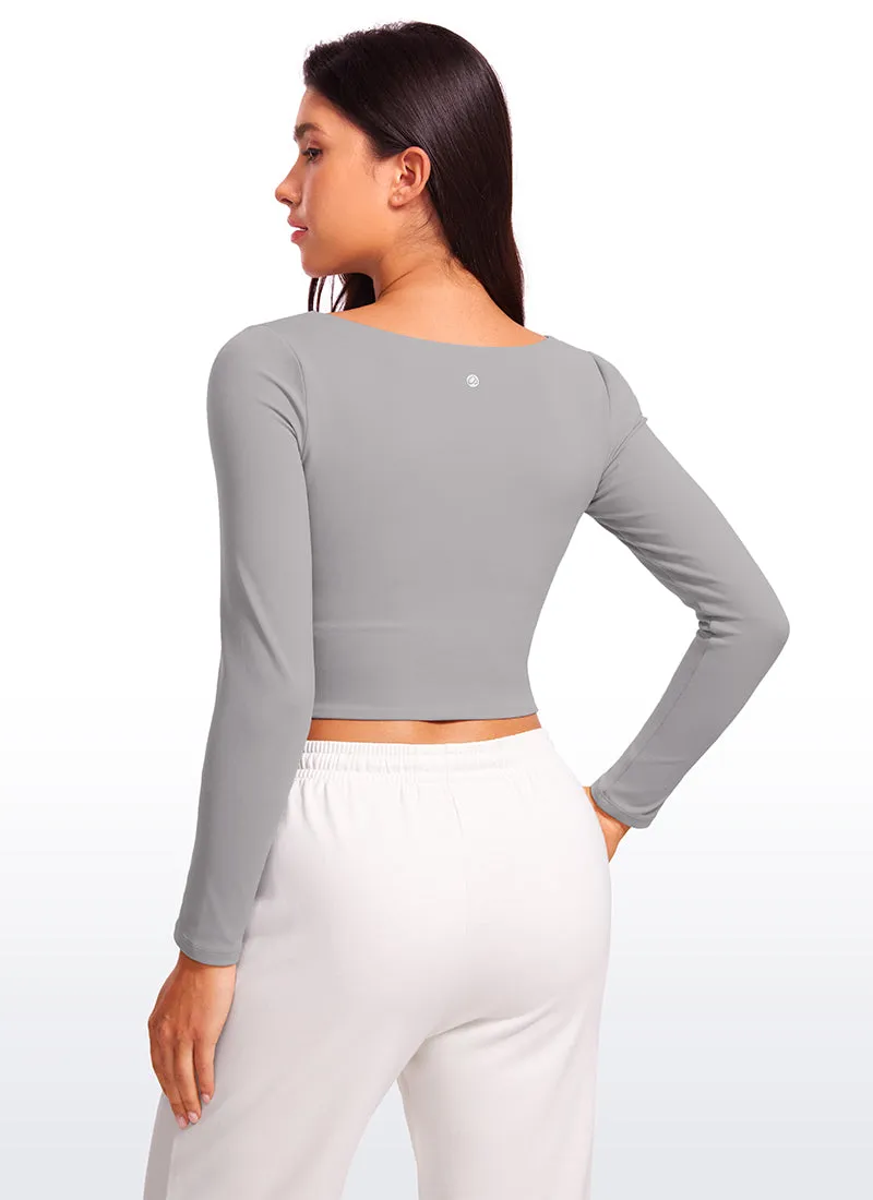 Butterluxe Double Lined Cropped Long Sleeves Square Neck