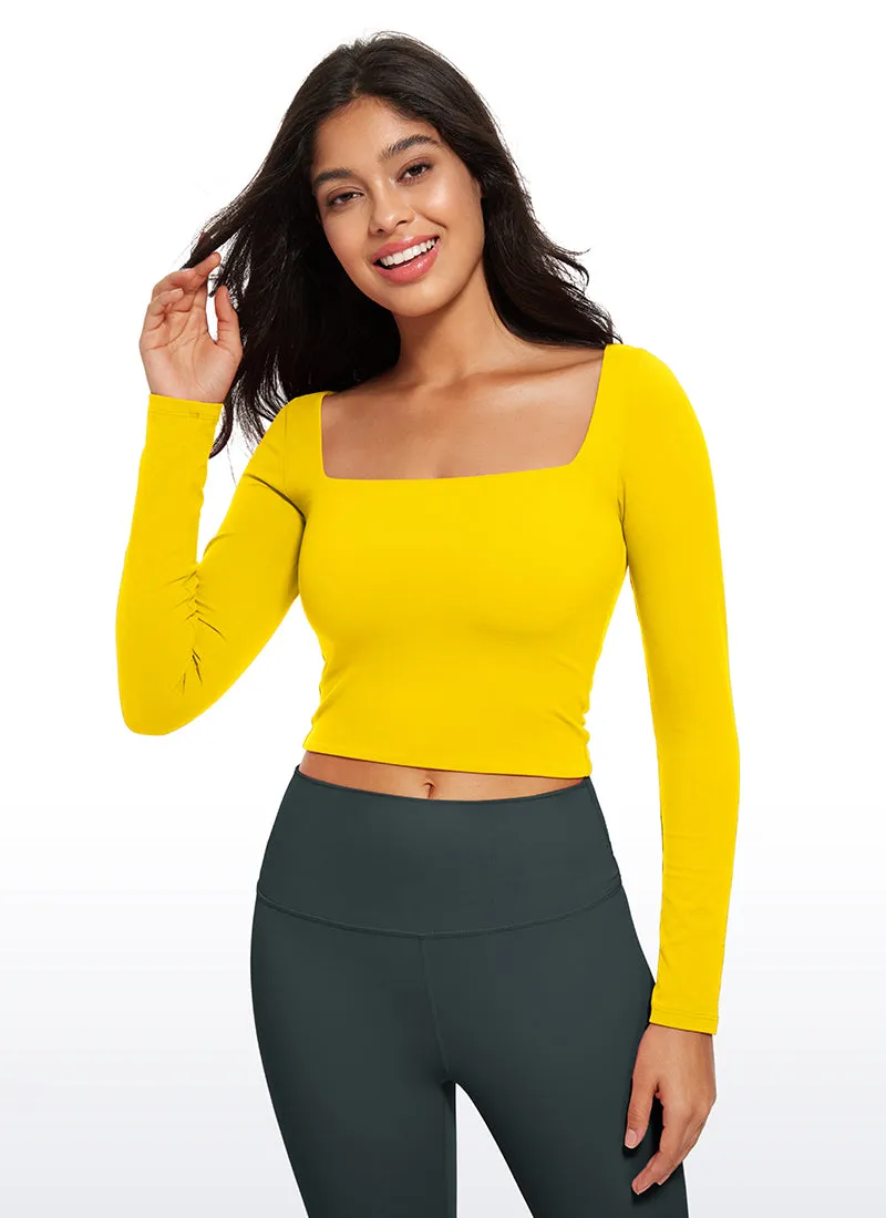 Butterluxe Double Lined Cropped Long Sleeves Square Neck
