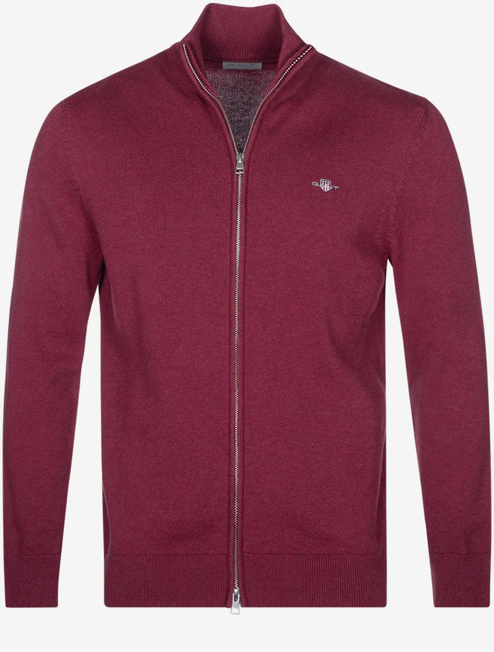 Casual Cotton Zip Cardigan Plumped Red