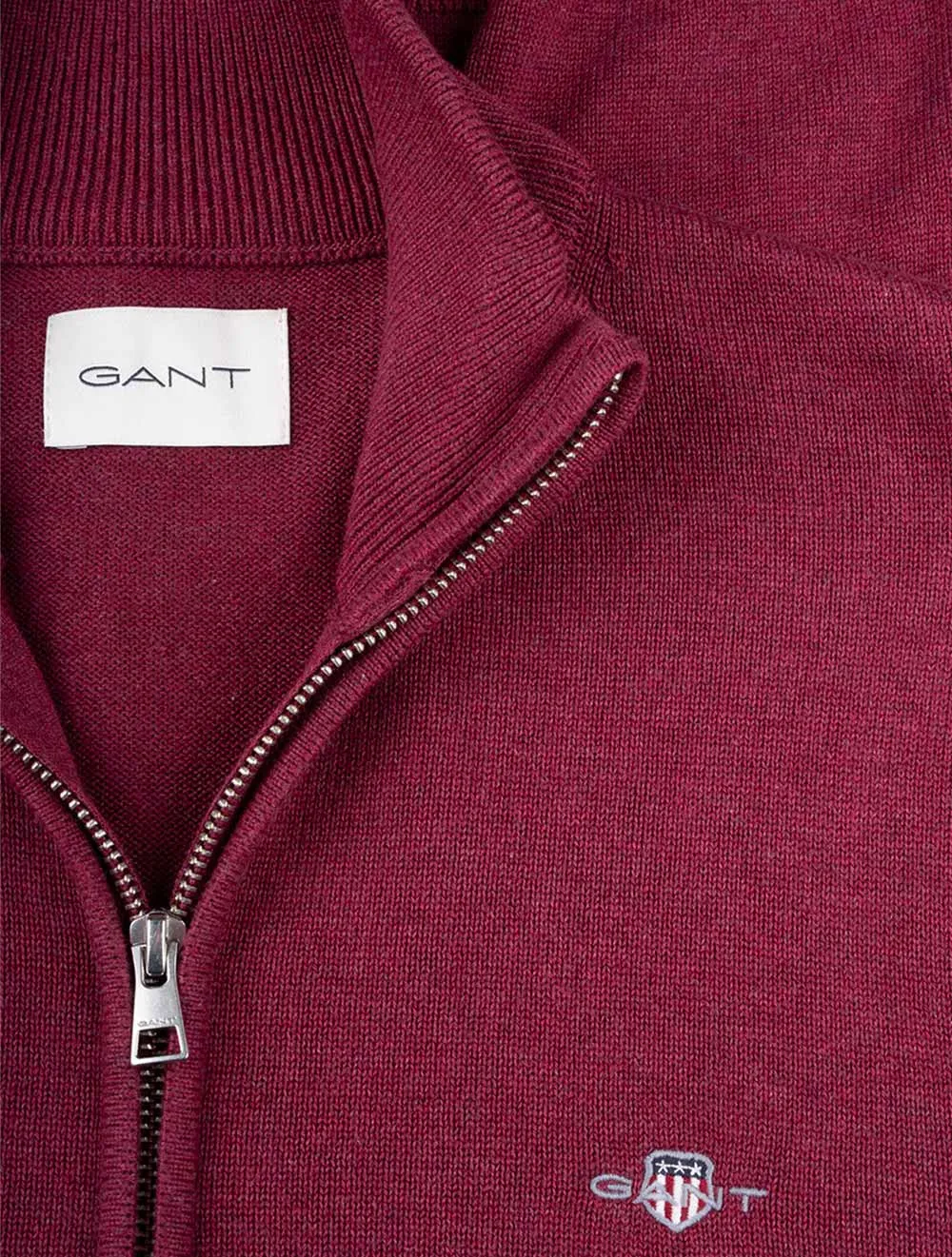 Casual Cotton Zip Cardigan Plumped Red