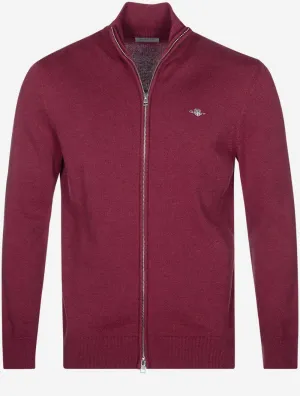 Casual Cotton Zip Cardigan Plumped Red