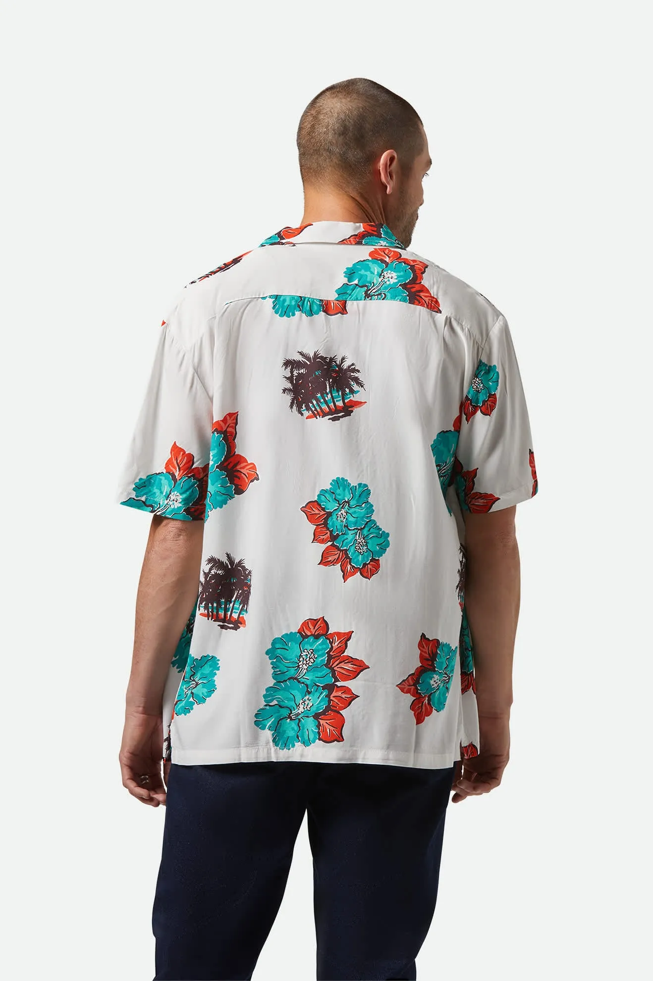 CRU Print Relaxed S/S Shirt - Off White/Aquatic Green Floral