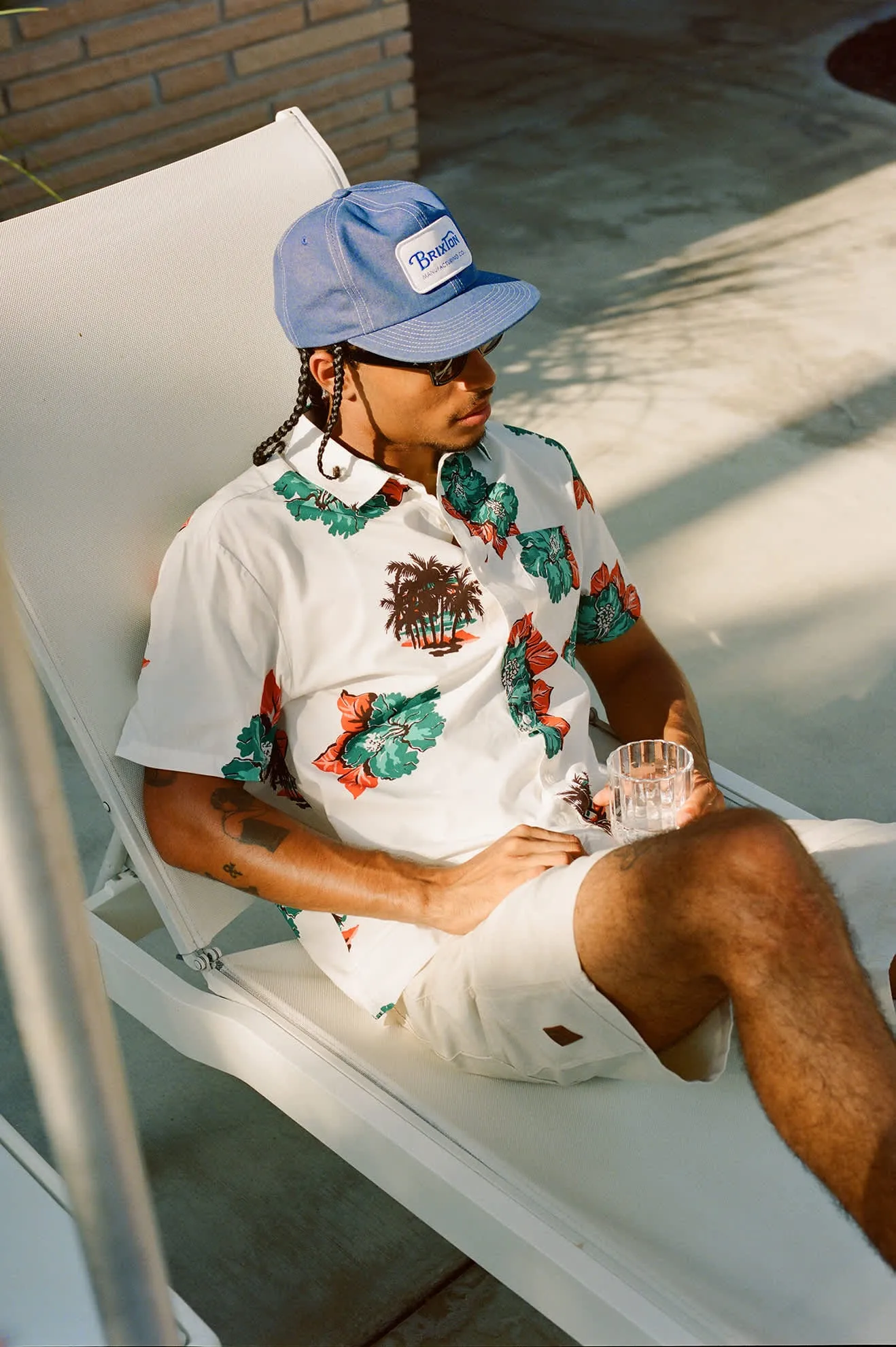 CRU Print Relaxed S/S Shirt - Off White/Aquatic Green Floral