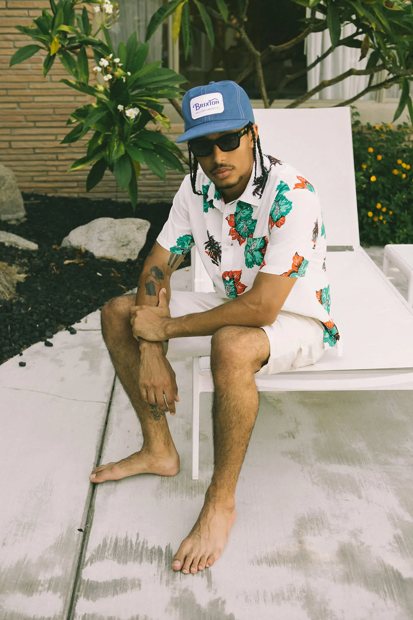 CRU Print Relaxed S/S Shirt - Off White/Aquatic Green Floral