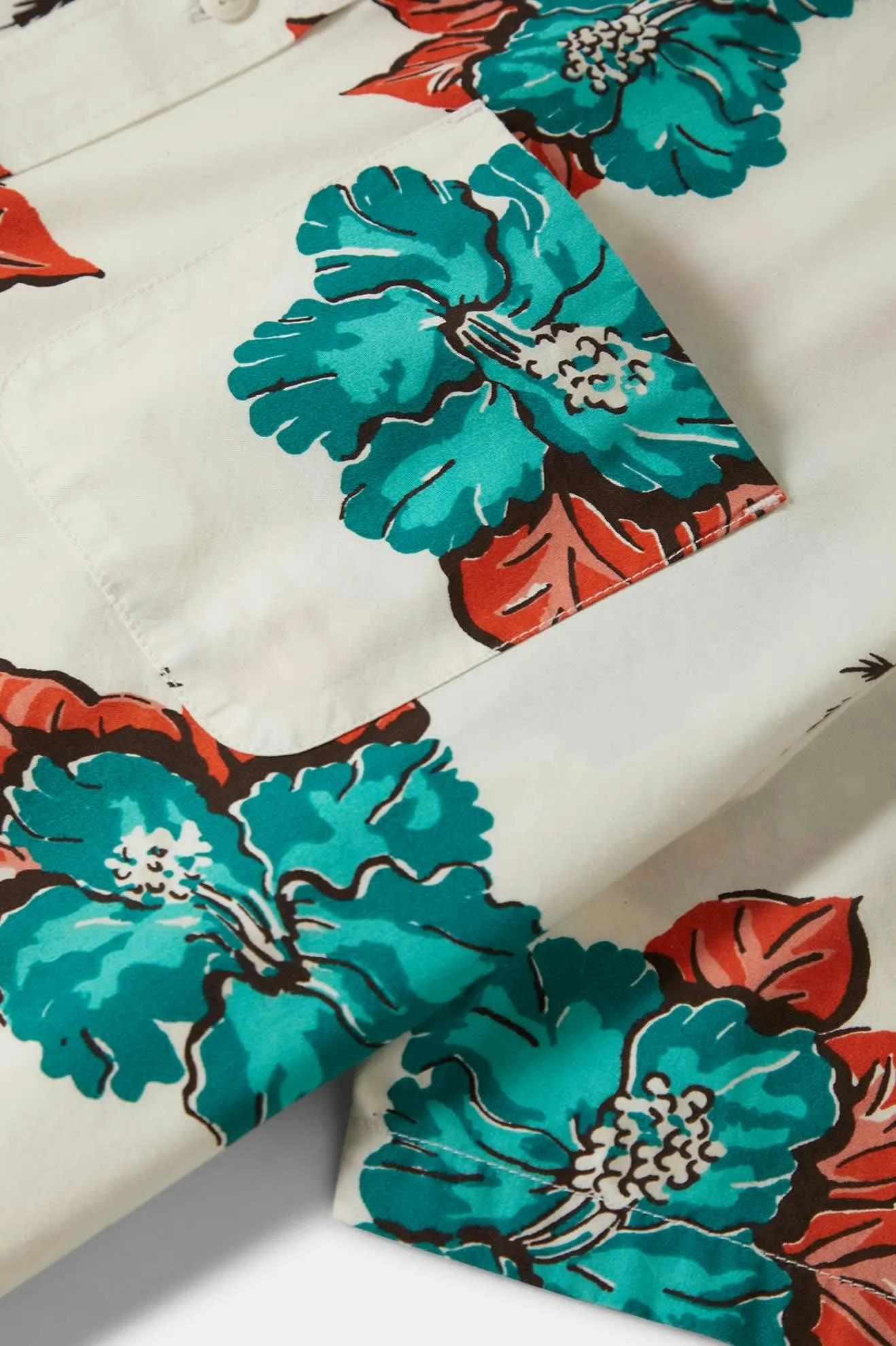 CRU Print Relaxed S/S Shirt - Off White/Aquatic Green Floral