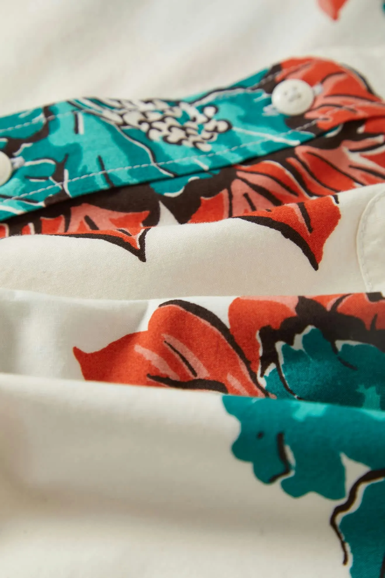 CRU Print Relaxed S/S Shirt - Off White/Aquatic Green Floral