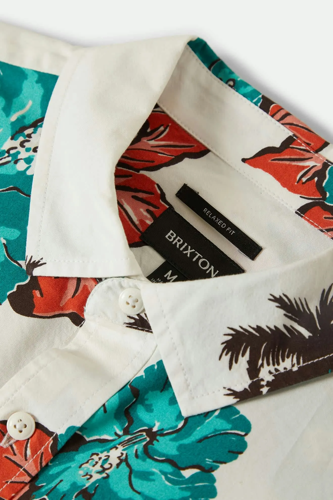 CRU Print Relaxed S/S Shirt - Off White/Aquatic Green Floral