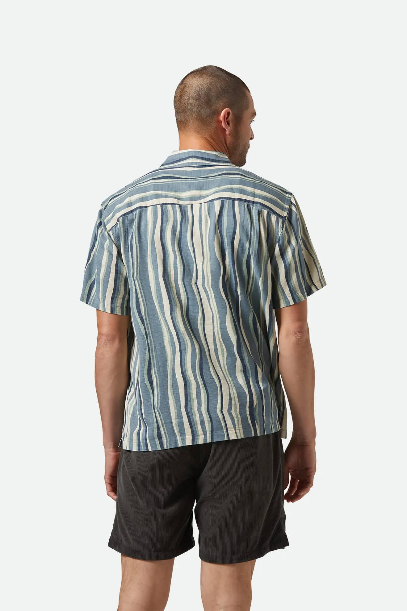 CRU Slub Relaxed S/S Shirt - Basalt Blue/Painterly Stripe