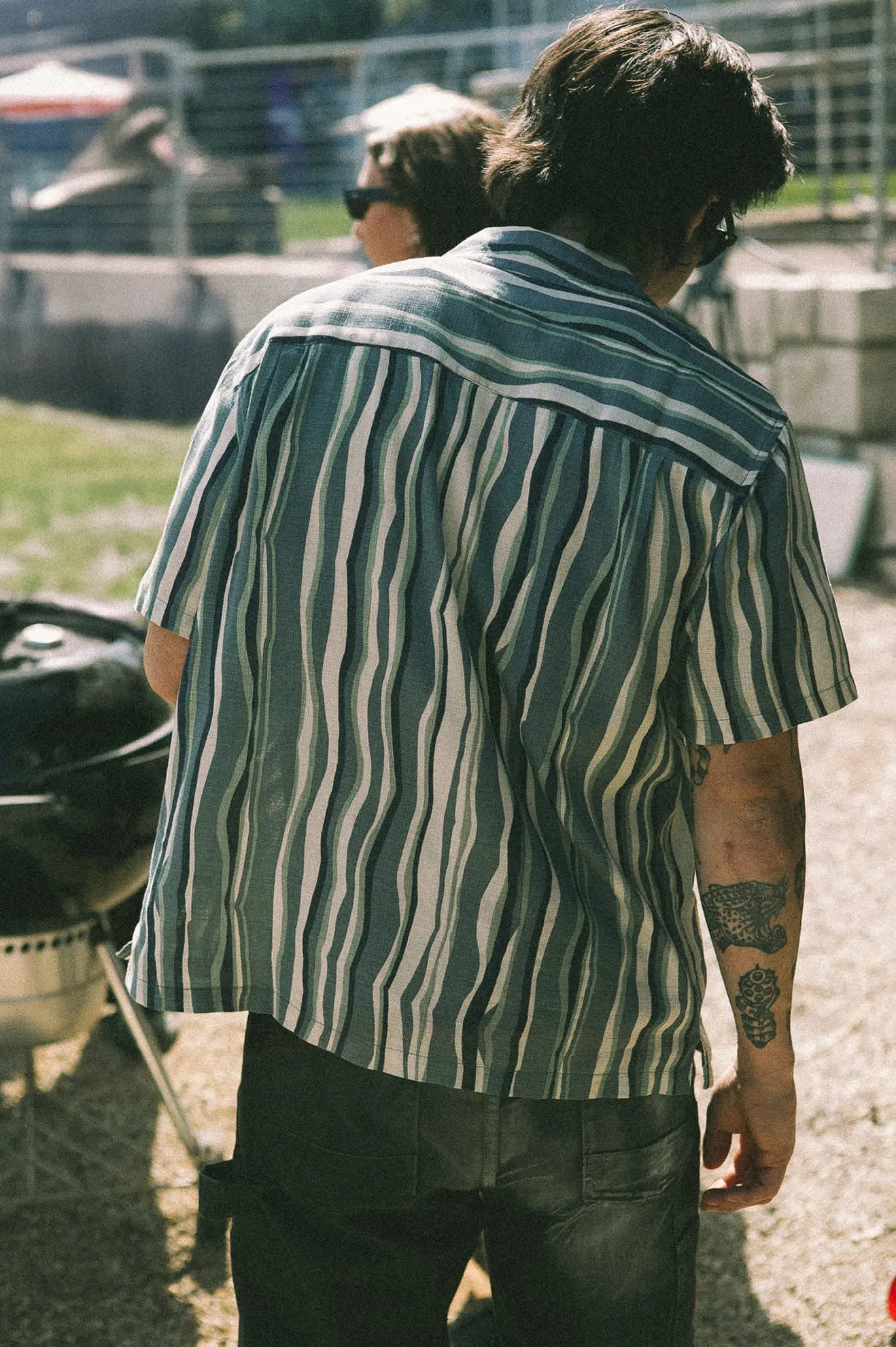 CRU Slub Relaxed S/S Shirt - Basalt Blue/Painterly Stripe