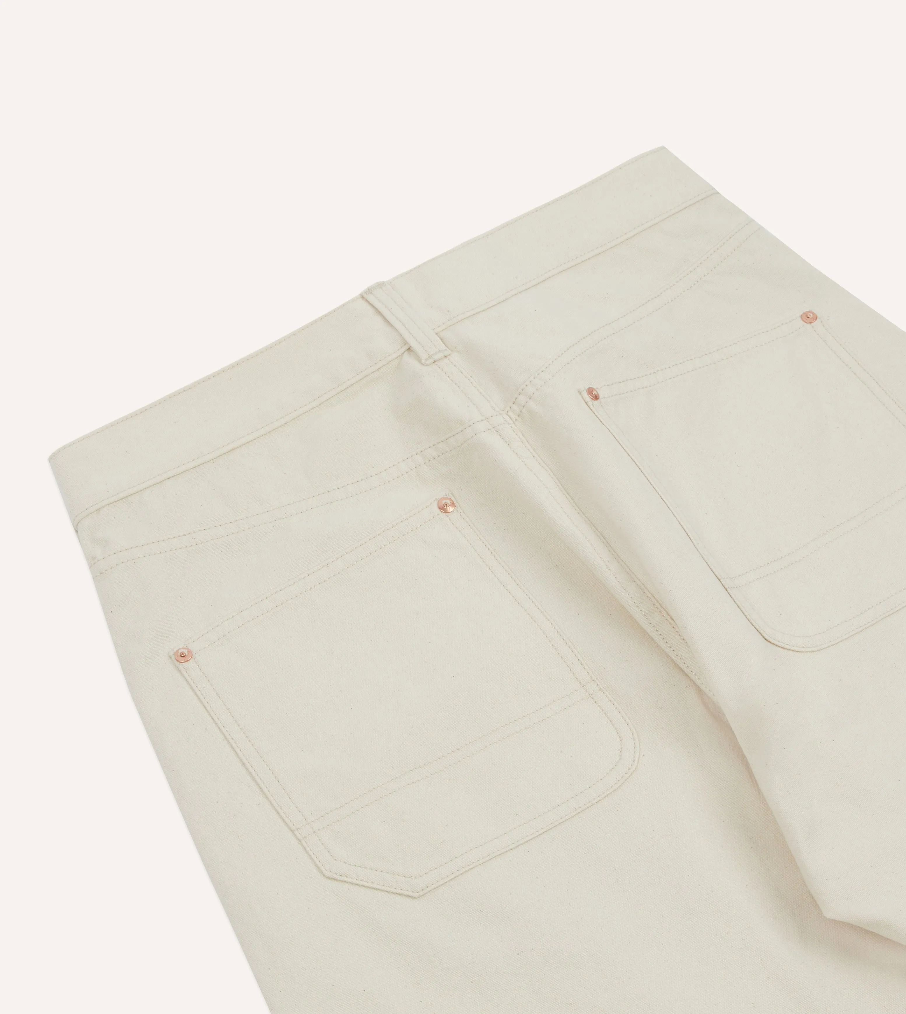 Ecru Cotton Canvas Carpenter Jeans