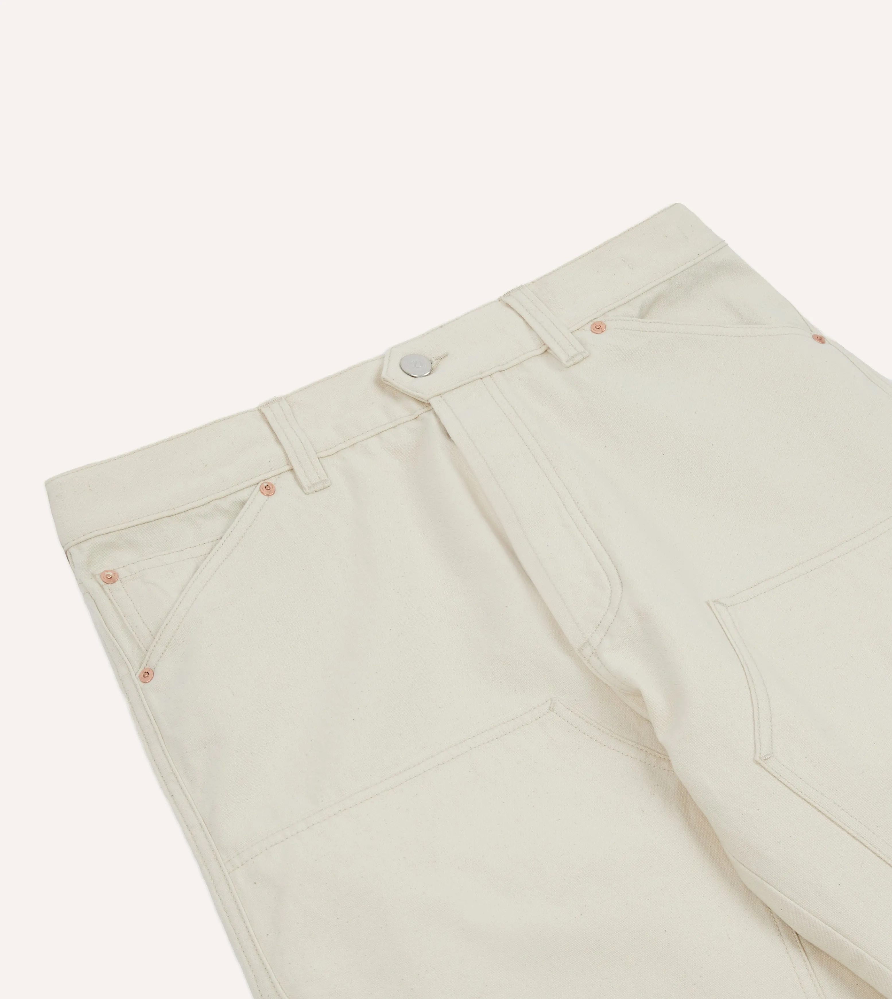 Ecru Cotton Canvas Carpenter Jeans