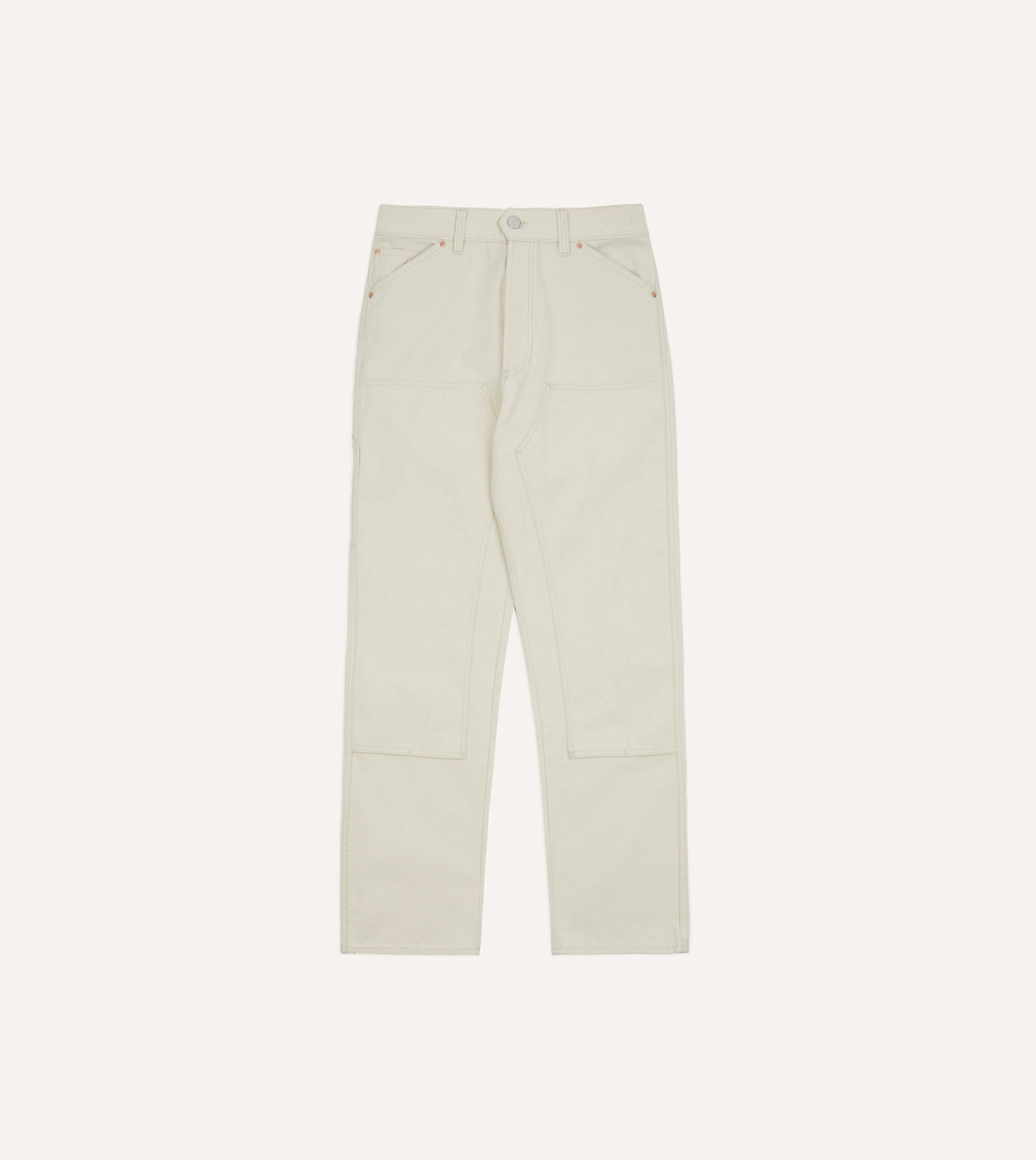 Ecru Cotton Canvas Carpenter Jeans