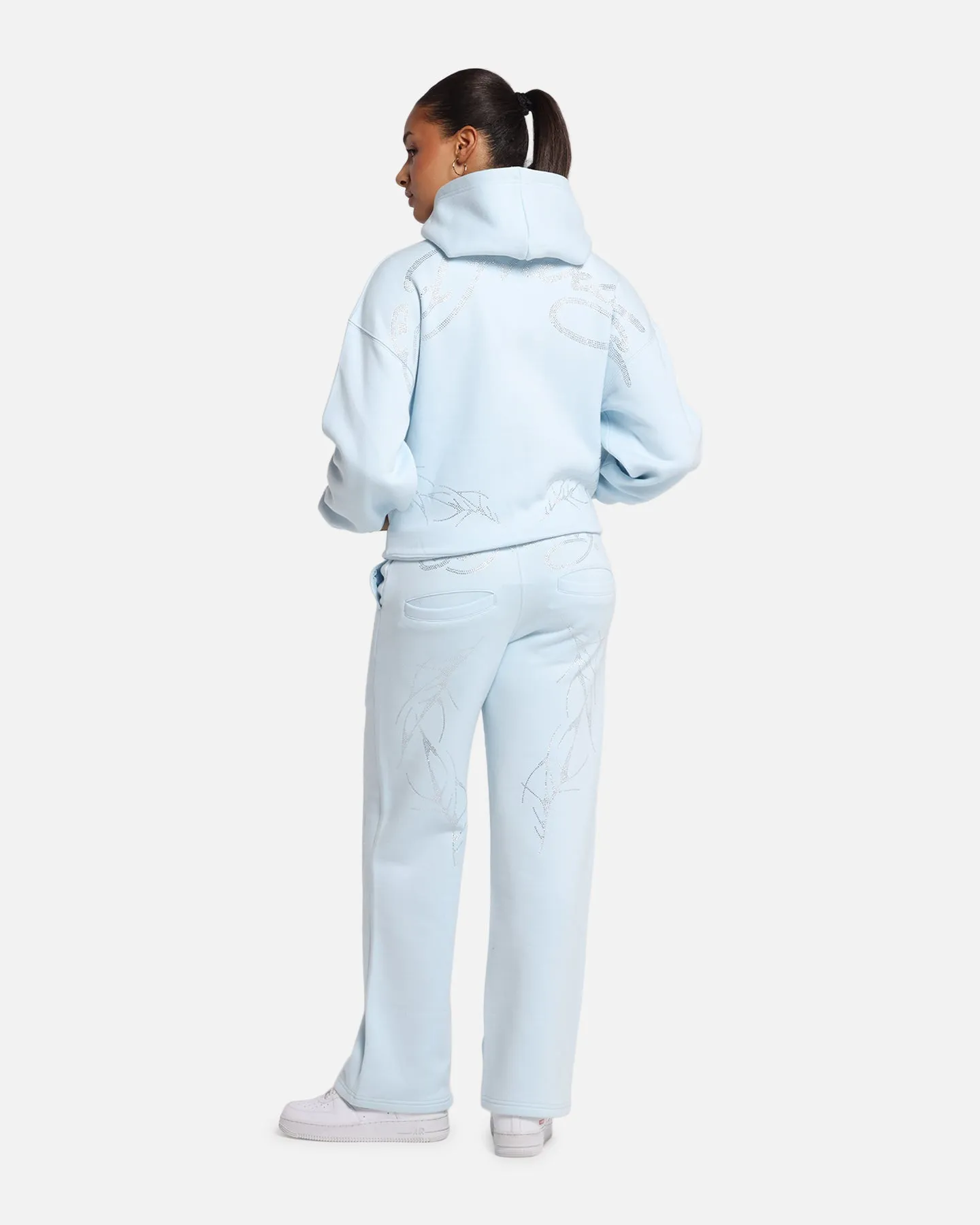Ed Hardy Cyber Rhinestone Zip-Up Hoodie Light Blue