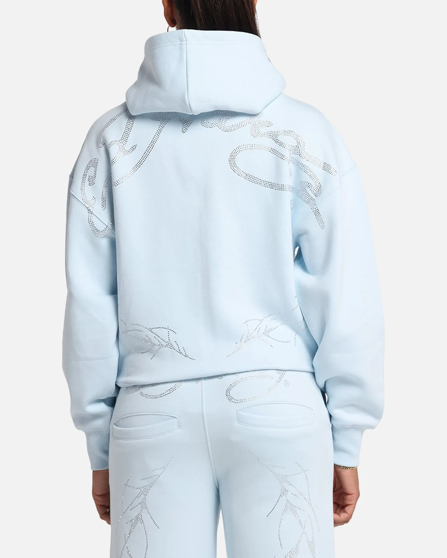 Ed Hardy Cyber Rhinestone Zip-Up Hoodie Light Blue