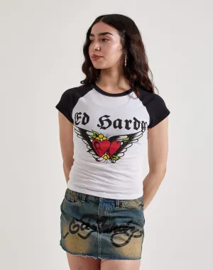Ed Hardy Heart Wings Raglan Tee