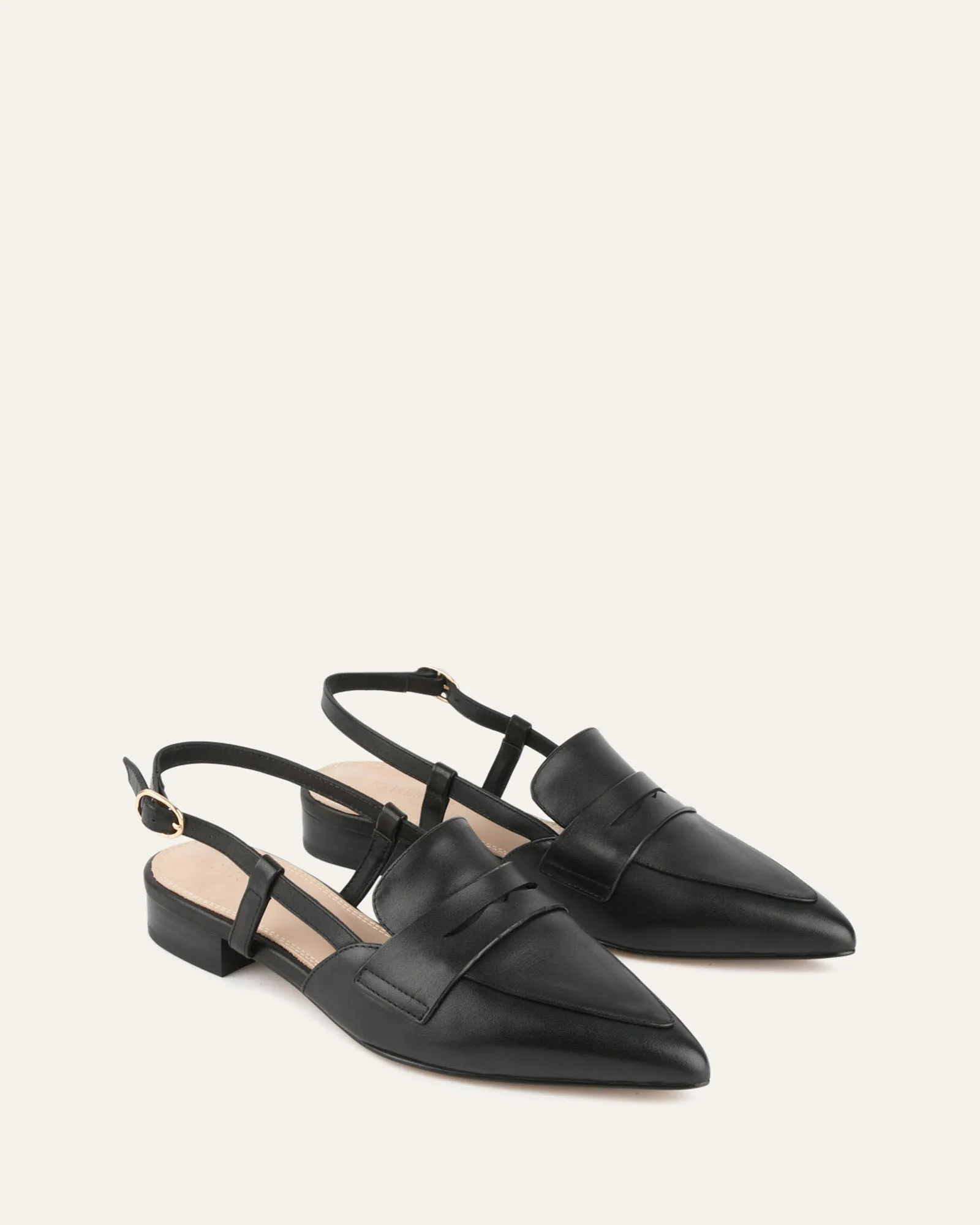 ELOISE DRESS FLATS BLACK LEATHER